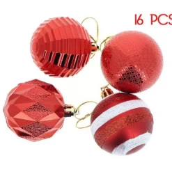 Badaboum 16 Boules De Noel Luxe Rouge 6Cm Discount