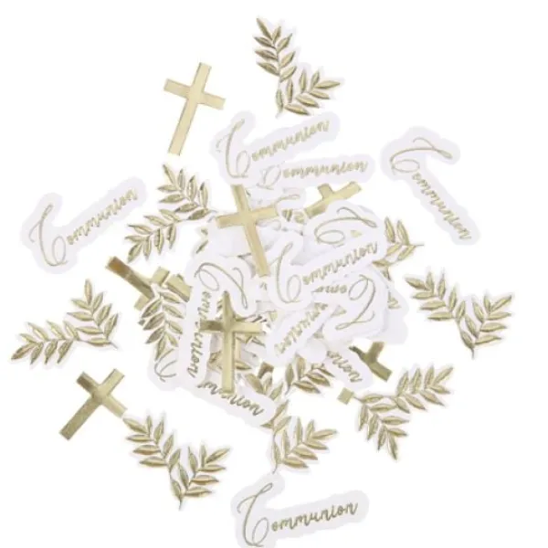 Online 100 Confettis De Table Communion Puret Blanc Et Or Theme D Co Baby Shower