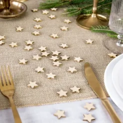 Badaboum 50 Confettis De Table Etoile En Bois Naturel