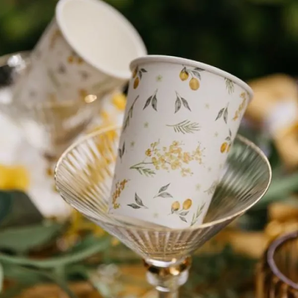 8 Gobelets En Carton Theme Mimosa Citrons Theme Cinema