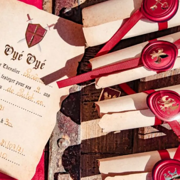 Badaboum 8 Invitations Theme Chevalier