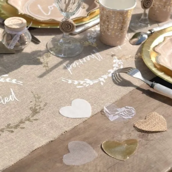 Hot 25 P Tales En Forme De Coeur Mariage Naturel Jute & Tulle & Coton Theme Jute