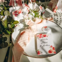 Badaboum 4 Serviettes De Table En Gaze De Coton Vieux Rose
