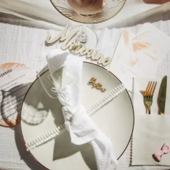 Badaboum 4 Serviettes De Table En Gaze De Coton Blanc