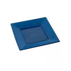 Hot Assiette Carr E En Plastique Bleu Marine R Utilisable 18Cm X 12 Pi Ces Theme Eco-Responsable