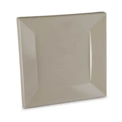 Hot Assiette Carr E Plastique 23Cm Taupe R Utilisable X 12 Pi Ces Theme Eco-Responsable