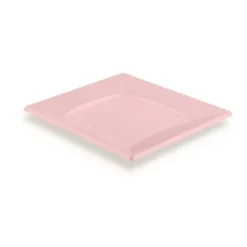 New Assiette Carr E Plastique Rose Claire R Utilisable 18Cm X 12 Pi Ces Theme Eco-Responsable
