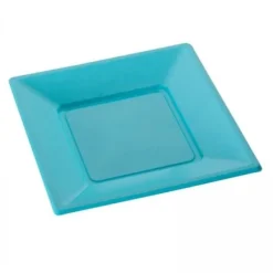 Assiette Carr E Plastique Turquoise R Utilisable 23Cm X12 Theme Eco-Responsable