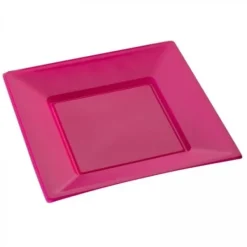 Clearance Assiette Carr E Plastique Fuchsia R Utilisable 23Cm X12 Theme Eco-Responsable