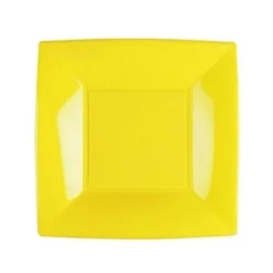 New Assiette Carr E Plastique Jaune R Utilisable 18Cm X 12 Pi Ces Theme Eco-Responsable