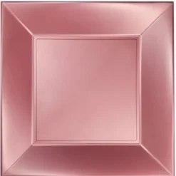 Badaboum Assiette En Plastique Carr E Rose Gold Chrome 23Cm X 8 Pi Ces