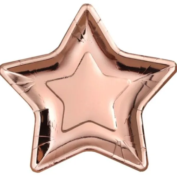 Badaboum Assiette En Plastique Etoile Rose Gold X 10 Pi Ces