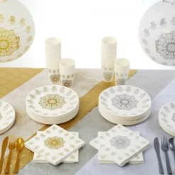 Outlet Assiette Orientale Or En Carton 23 Cm X 10 Pi Ces Theme Eid Mubarak & Ramadan