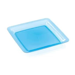 New Assiette Plastique R Utilisable Turquoise 18X18Cm X6 Theme Eco-Responsable