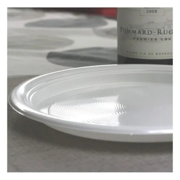 Hot Assiette Plastique Ronde Blanche R Utilisable 25 Cm X 25 Pi Ces Theme Eco-Responsable