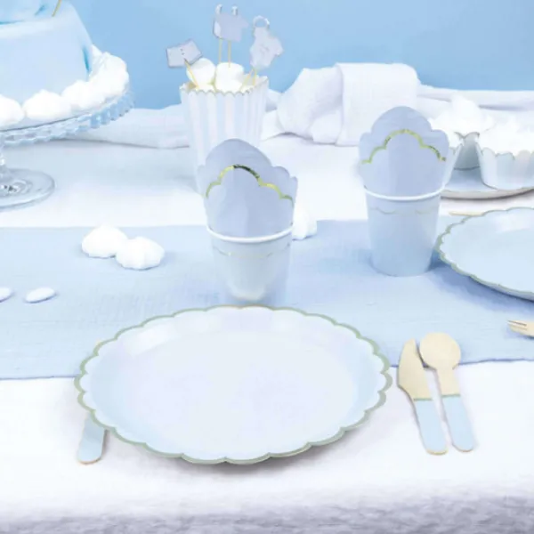 New Assiettes Festonn Es 23 Cm Bleu Pastel X 8 Pi Ces Theme Deco Pastel