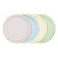 Discount Assiettes Festonn Es 23 Cm Pastel Assortis X 8 Pi Ces Theme Deco Pastel