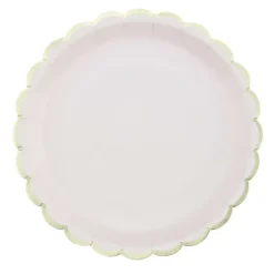 Best Assiettes Festonn Es 23 Cm Rose Pastel Et Or X 8 Pi Ces Theme Deco Pastel