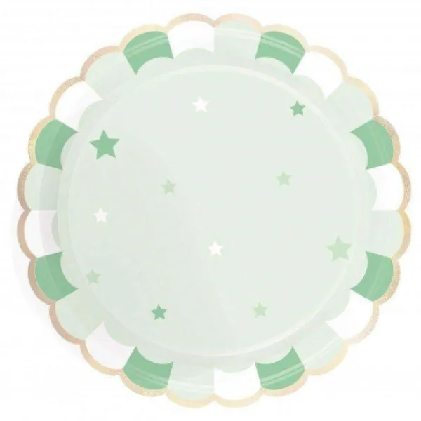 Hot Assiettes Festonn Es 23 Cm Vert Pastel X 8 Pi Ces Theme Deco Pastel
