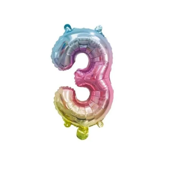 Clearance Ballon Mylar Chiffre 3 Iris Pastel 36 Cm Theme Deco Pastel
