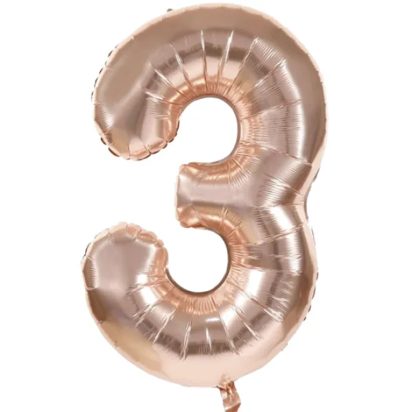 Badaboum Ballon Mylar Chiffre 3 Rose Gold 86Cm