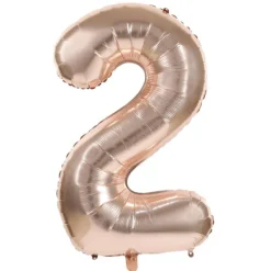 Badaboum Ballon Mylar Chiffre 2 Rose Gold