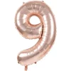 Badaboum Ballon Mylar Chiffre 9 Rose Gold