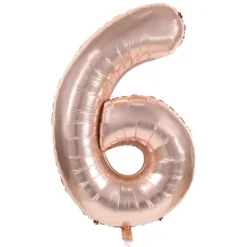 Badaboum Ballon Mylar Chiffre 6 Rose Gold