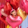 Badaboum Ballon Mylar G Ant Coeur Fuchisa 75Cm