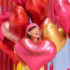 Badaboum Ballon Mylar G Ant Coeur Fuchisa 75Cm