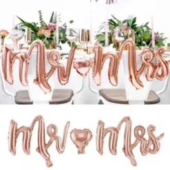 Badaboum Ballon Mylar Mr Mrs Rose Gold