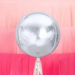 Badaboum Ballon Mylar Rond Argent 45 Cm