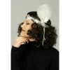 Badaboum Bandeau En Paillette Argent Avec Plume Blanche