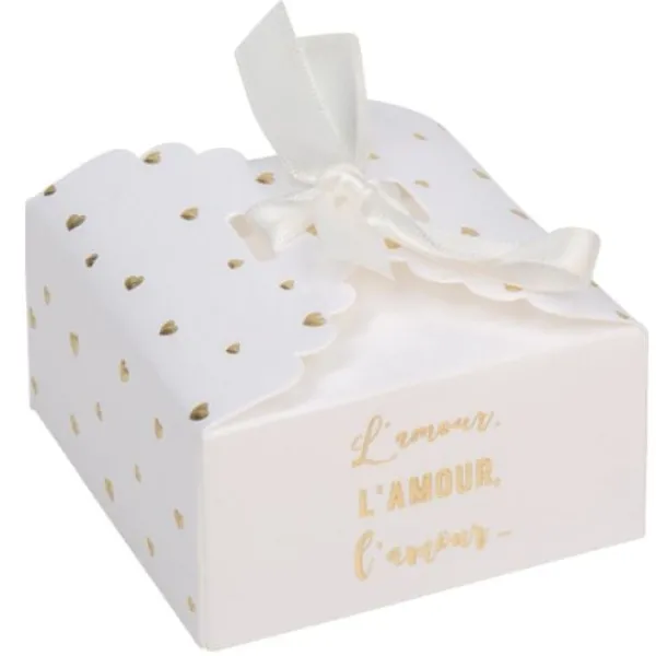 Badaboum Boite Dragees Blanche Avec Petits Coeurs X 10