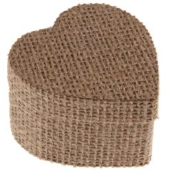 Clearance Boite Dragees Coeur En Jute Naturelle X 4 Pi Ces Theme Jute