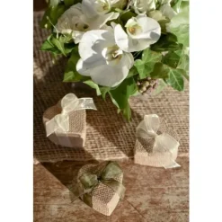 Clearance Boite Dragees Coeur En Jute Naturelle X 4 Pi Ces Theme Jute