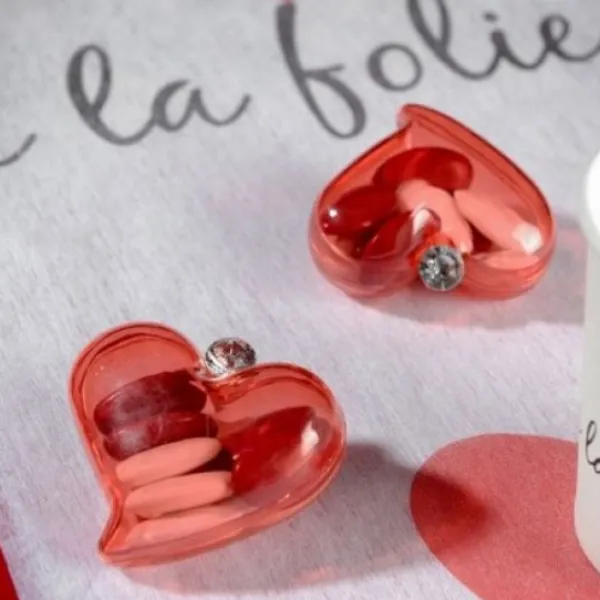 Badaboum Boite Dragees Coeur Virgule Rouge