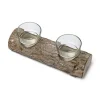 Badaboum Bougeoir Double Rondin De Bois Avec 2 Photophores