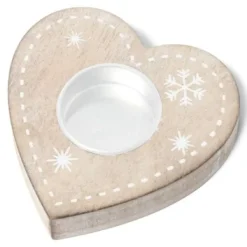 Badaboum Bougeoir En Bois Forme Coeur Naturel