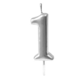 New Bougie Anniversaire Chiffre 1 Argent Theme Joyeux Anniversaire