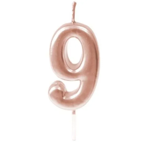 New Bougie Anniversaire Chiffre 9 Rose Gold Theme Joyeux Anniversaire