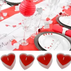 Badaboum Bougie Chauffe Plat Coeur Rouge X 4 Pi Ces