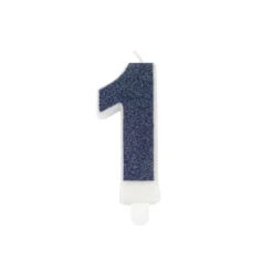 Best Bougie Chiffre 1 Paillet E Bleu Marine Theme Joyeux Anniversaire