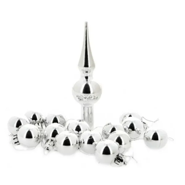Badaboum Boule De Noel Avec Cimier Argent X 14 Pi Ces Discount