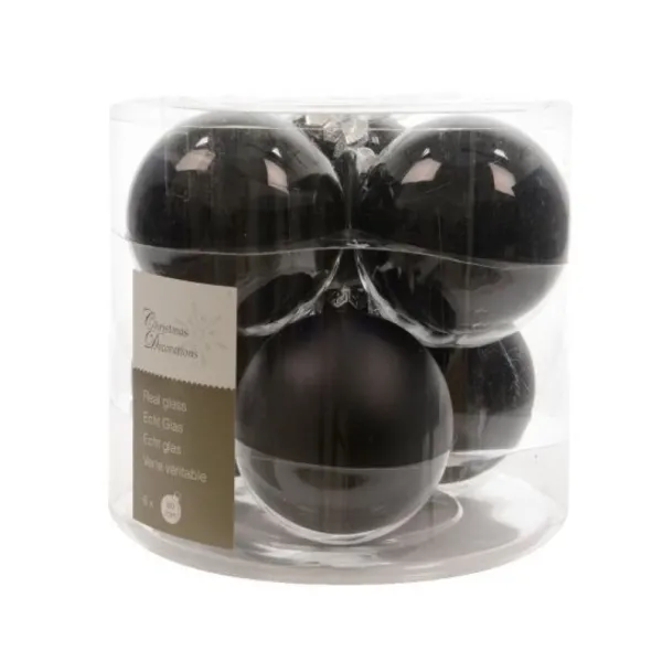 Badaboum Boule De Noel Noire En Verre X 6 Pi Ces Discount