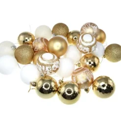 Badaboum Boule De Noel Or Et Blanc 6Cm X 25 Pi Ces New