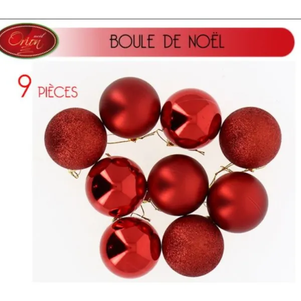 Badaboum Boule De Noel Rouge 6 Cm X 9 Pi Ces Outlet