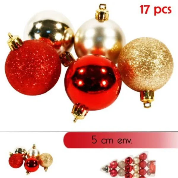 Badaboum Boule De Noel Rouge Et Or X 17 Pi Ces New