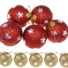 Badaboum Boule De Noel Rouge Et Or 5Cm Avec Etoile X 5 Pi Ces
