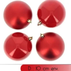 Badaboum Boule De Noel Rouge Nacr E 10Cm X 4 Pi Ces Discount